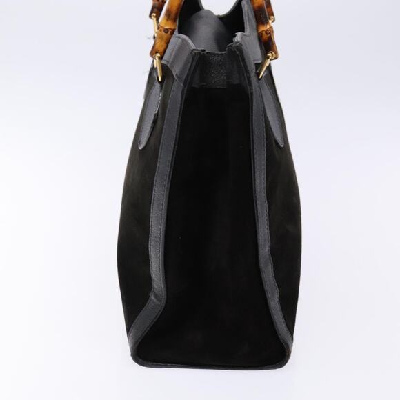GUCCI Bamboo Hand Bag Suede Leather Black Gold 002 2853 0260 0 - Picture 4 of 13